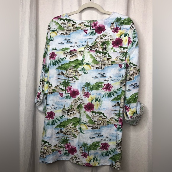 Cynthia Rowley women’s 100% linen button front floral  print blouse size… - Picture 2 of 8